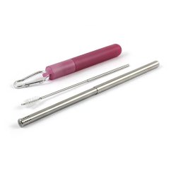 Cestovná červená súprava (bombilla + štetec)