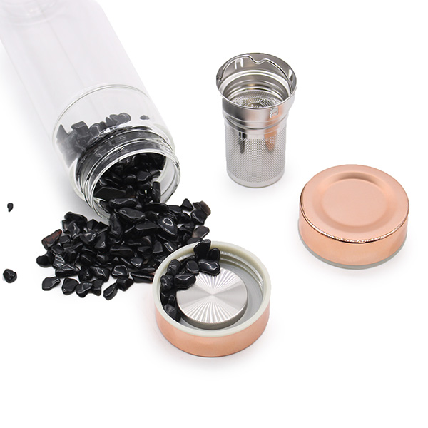 Sklenená čajová fľaša - Rose Gold (500 ml)